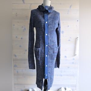 Free People Under the Boardwalk Ribbed Snap Front Maxi Cardigan size S